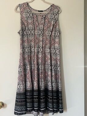 Sami & Jo Pink and Black Sleeveless Midi Dress